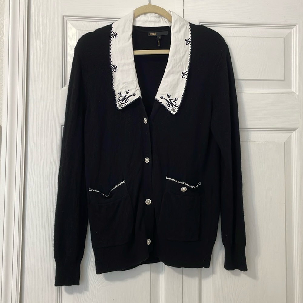 Maje Marianny Collared Wool Blend Sweater